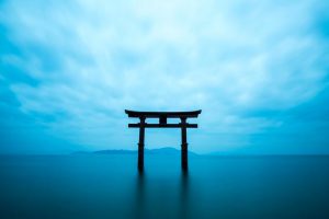 Torii Gate of Shirohige Shrine in Lake Biwa, Shiga