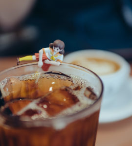 Sailor Fighter Fuchico on the edge of the cold brew coffee