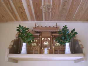 Shinto kamidana, household altar installed right under the ceiling