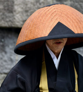 Scenery portrait of the posture of zen buddhism monk in Japan, Kamakura