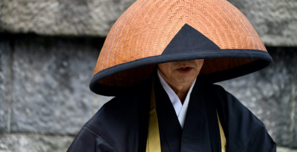 Scenery portrait of the posture of zen buddhism monk in Japan, Kamakura