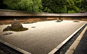 The Rock Garden in Ryuan-ji Temple in Kyoto, Japan