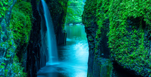 Waterfall in forest in Takachiho, Miyazaki, Japan